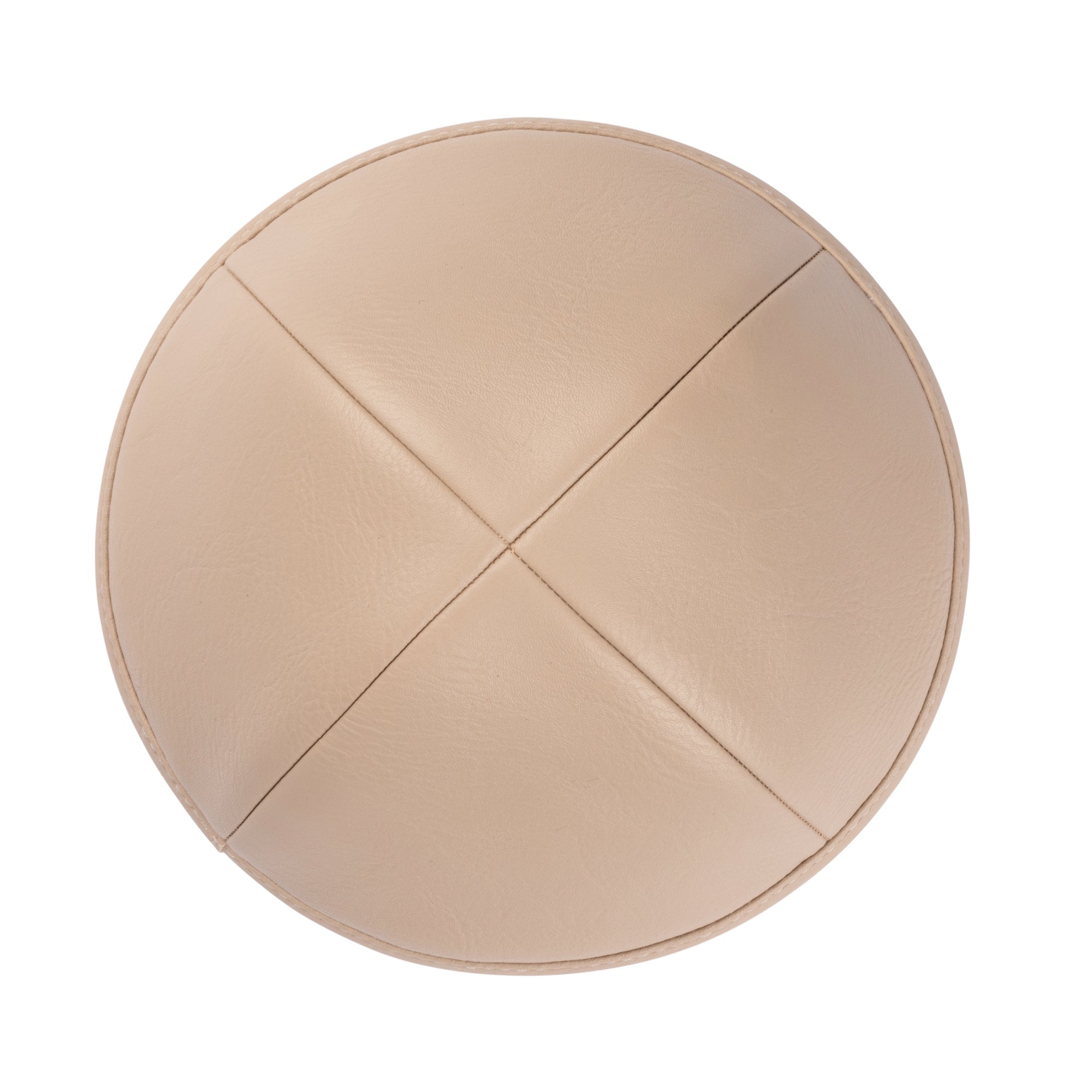 Taupe Leather Kippah - side view showing six-panel design