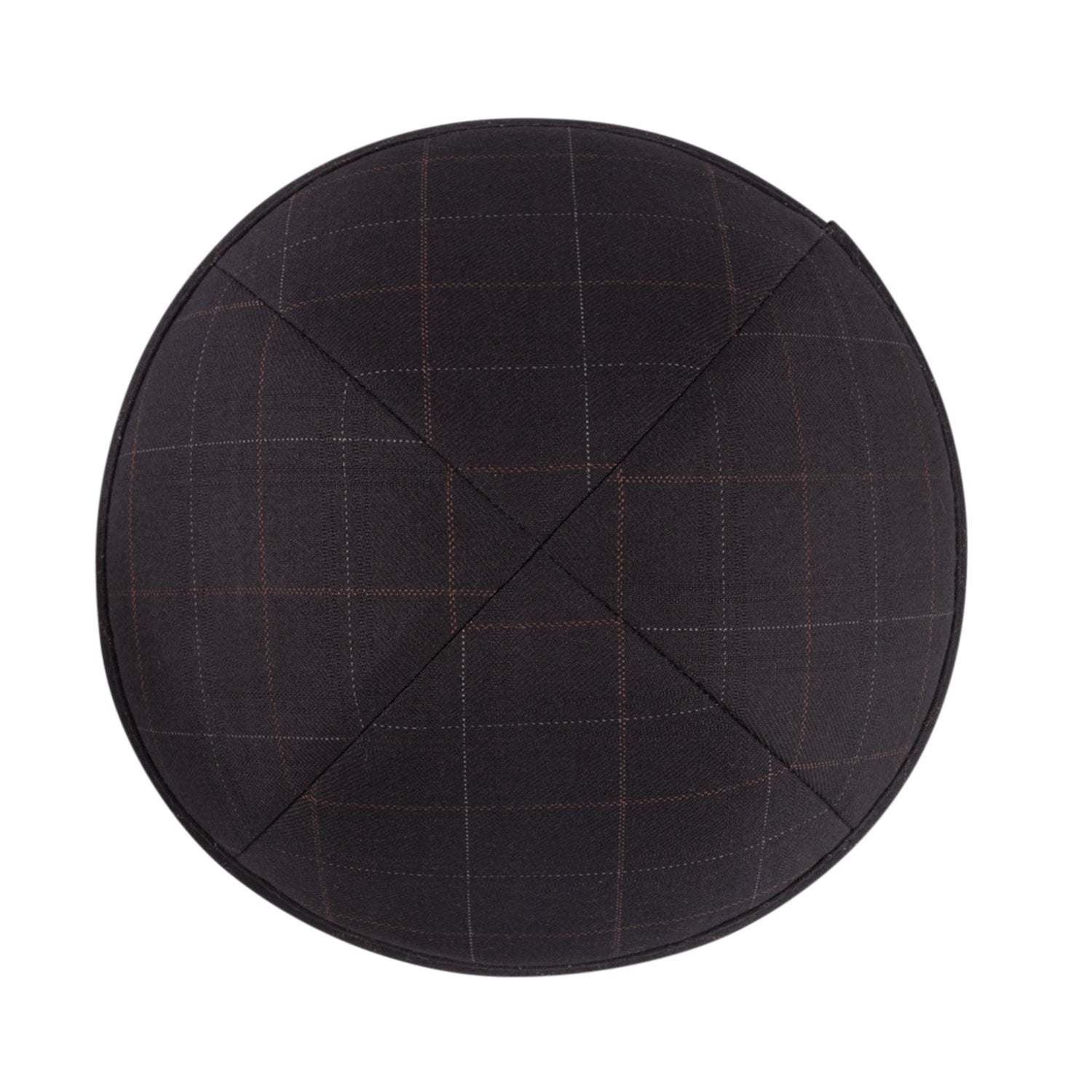 Black Yarmulka Kippah - side view showing six-panel design
