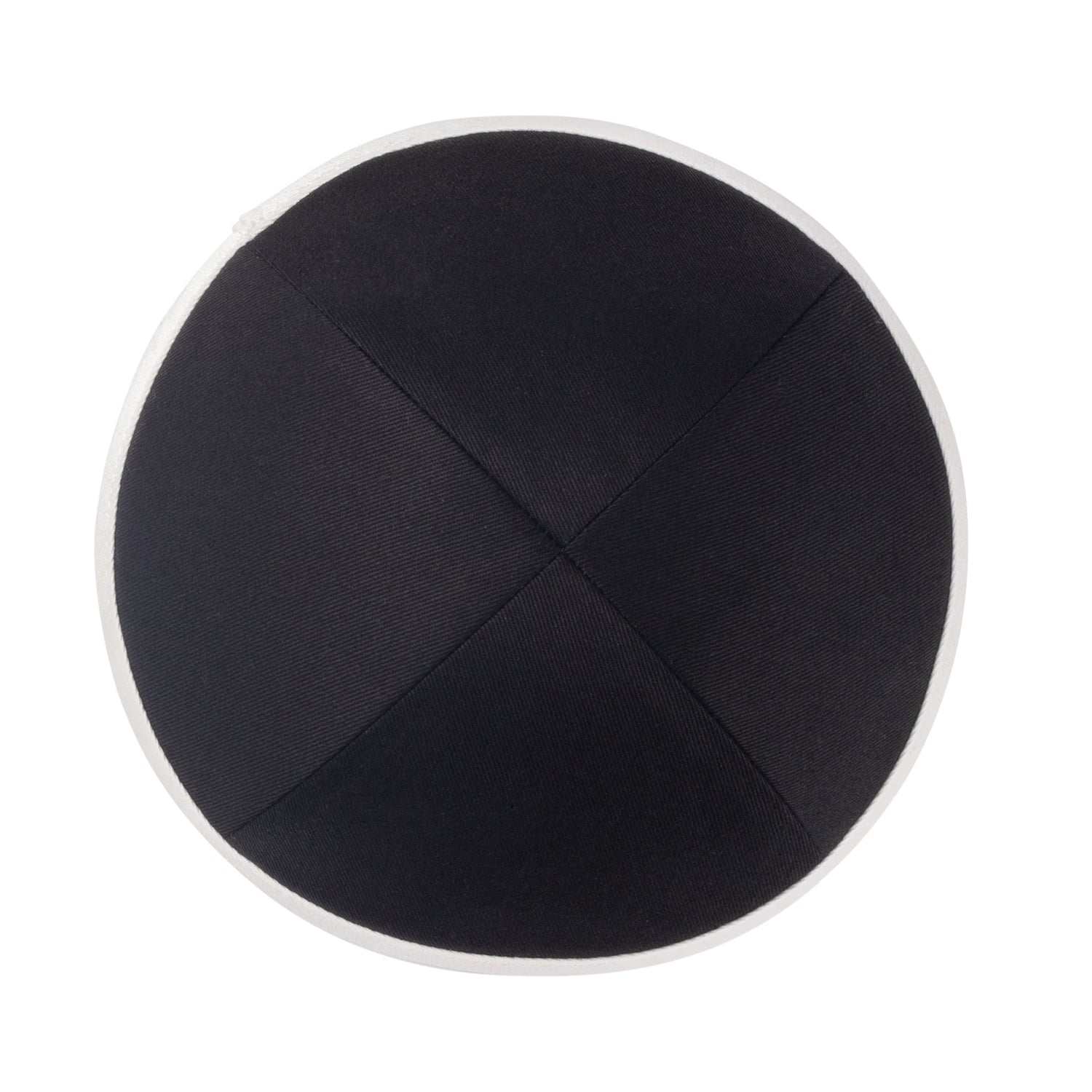 Black Cotton Kippah - showing rim trim, six-panel construction