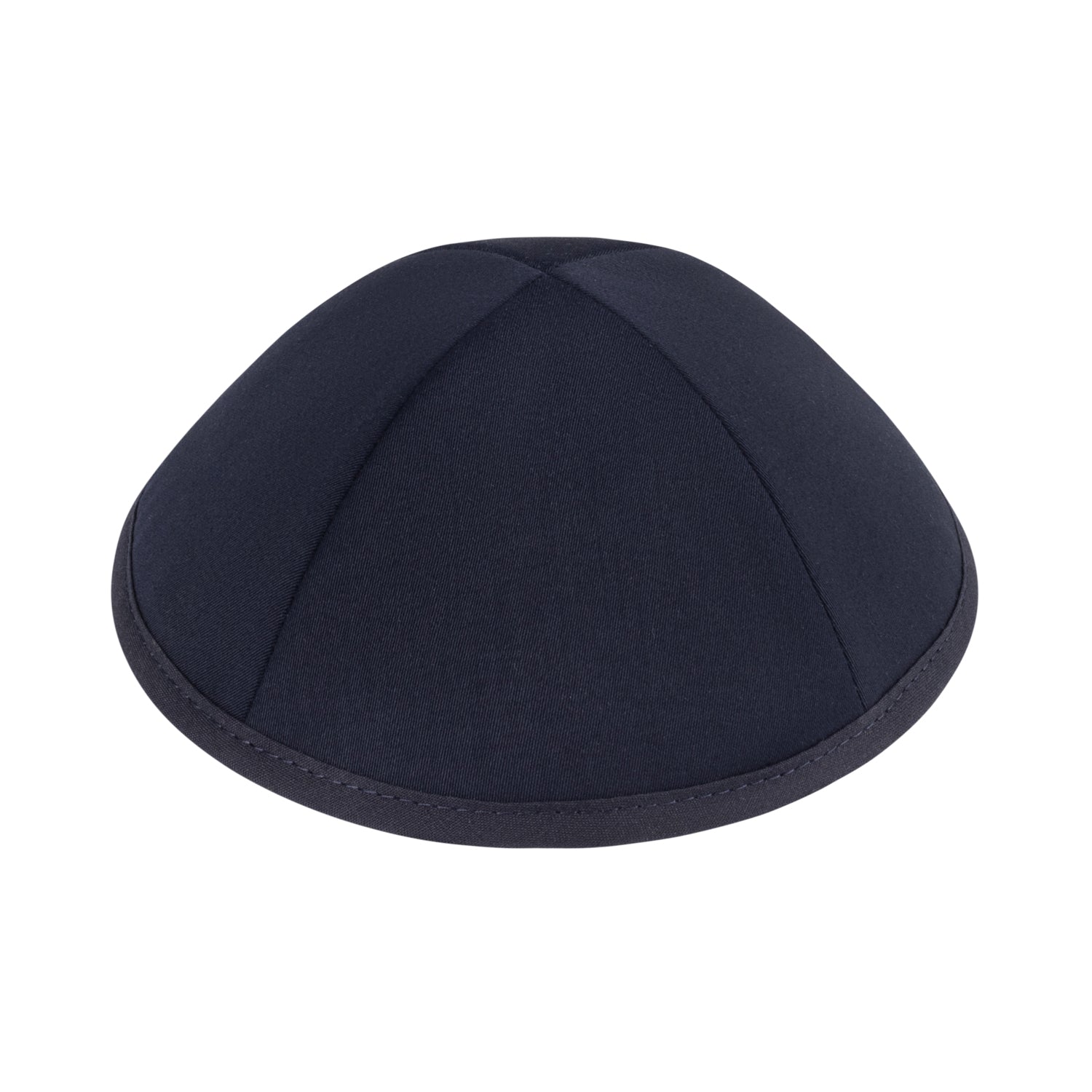 Navy Cotton Kippah - side view showing six-panel design