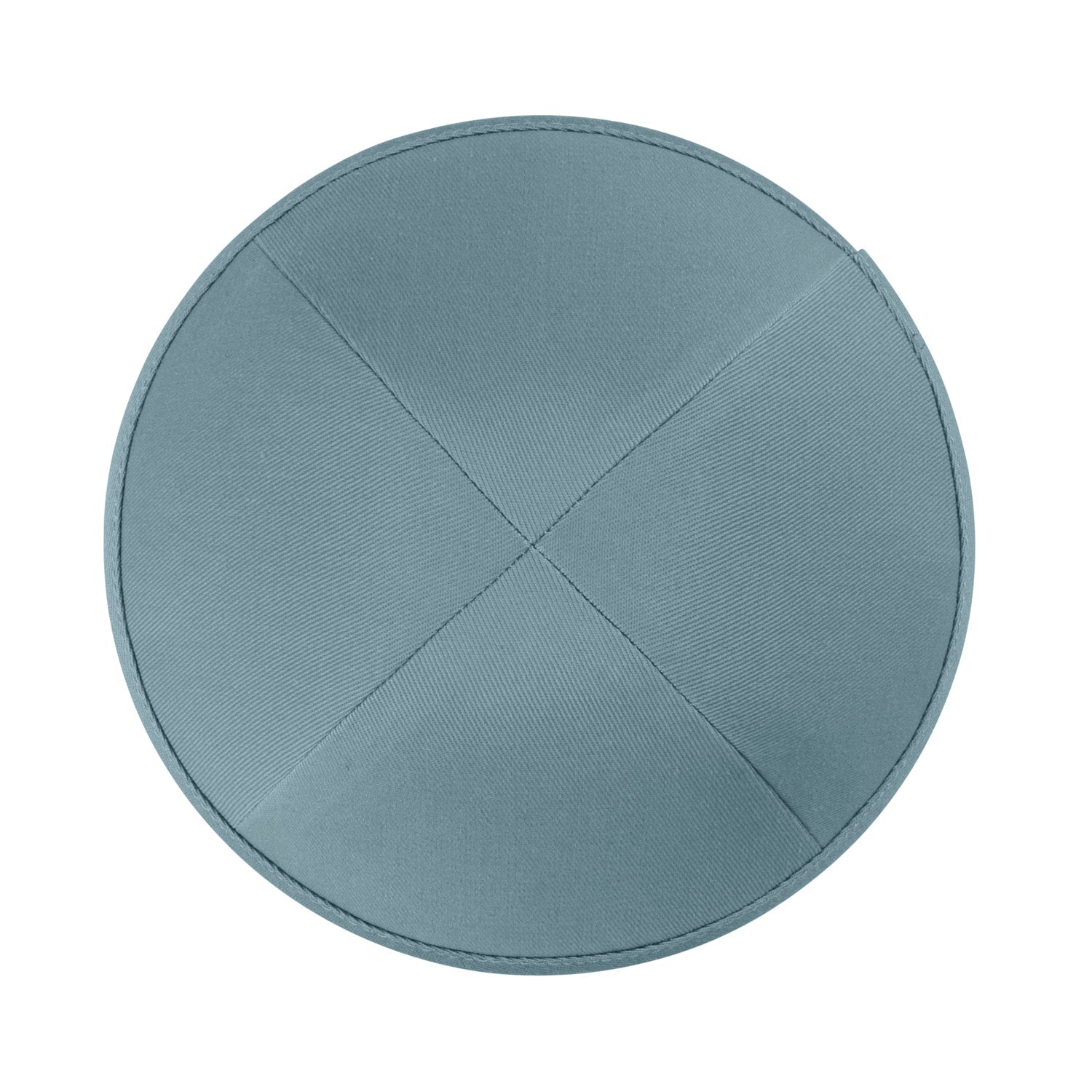 Blue Cotton Kippah - side view showing six-panel design