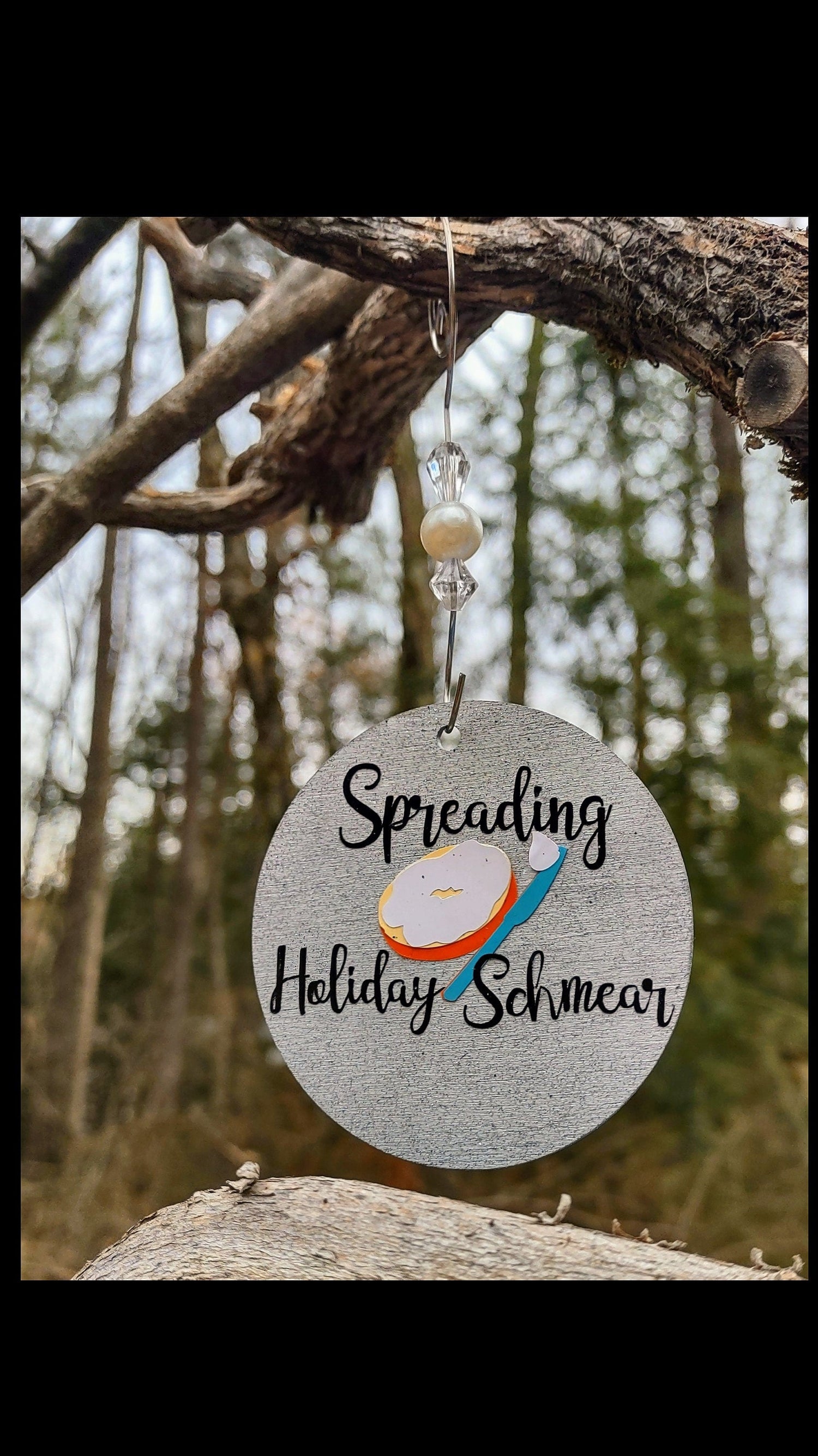 Wooden Shofar So Good pun ornament painted with beads and wire | Judaica Square Lakewood (view 20)