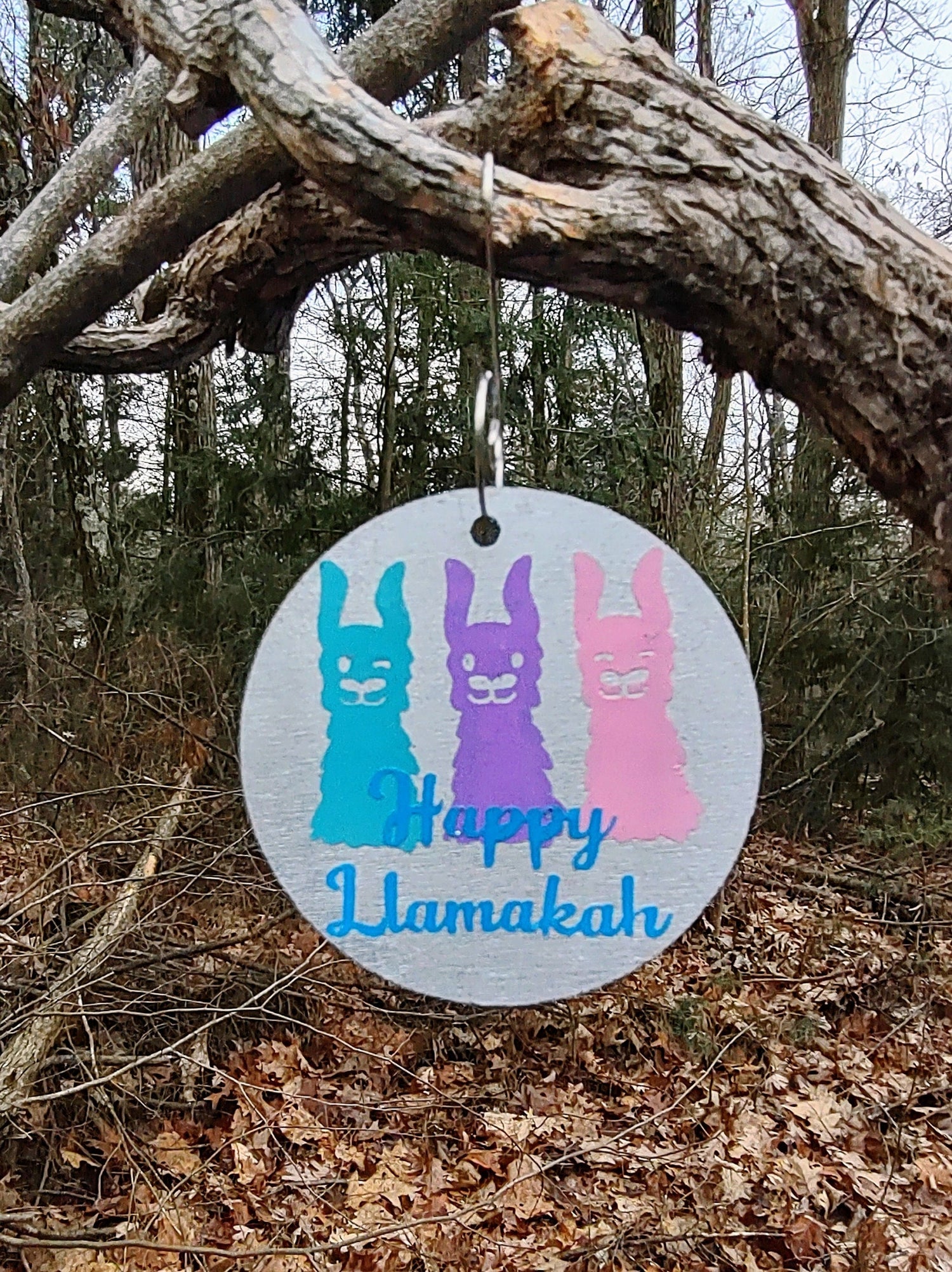 Happy Llamakah wooden llama ornament with acrylic beads and wire | Judaica Square Lakewood (view 4)