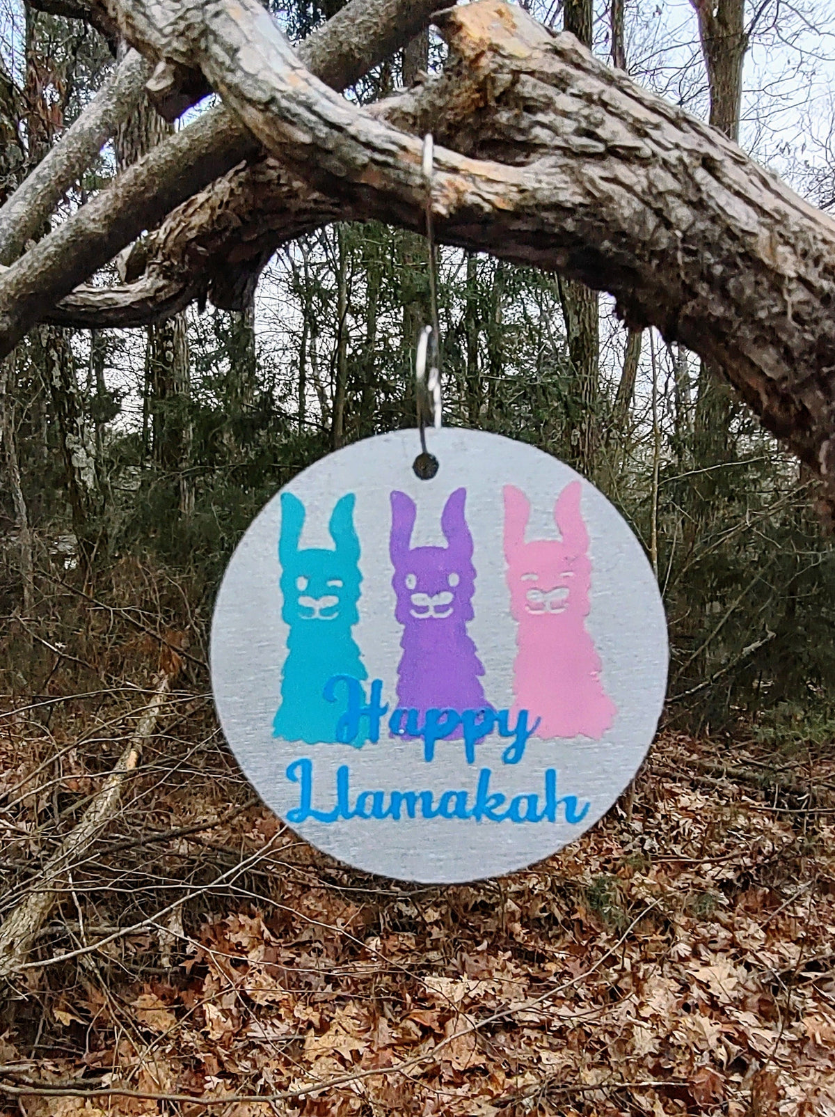 Happy Llamakah wooden llama ornament with acrylic beads and wire | Judaica Square Lakewood (view 4)