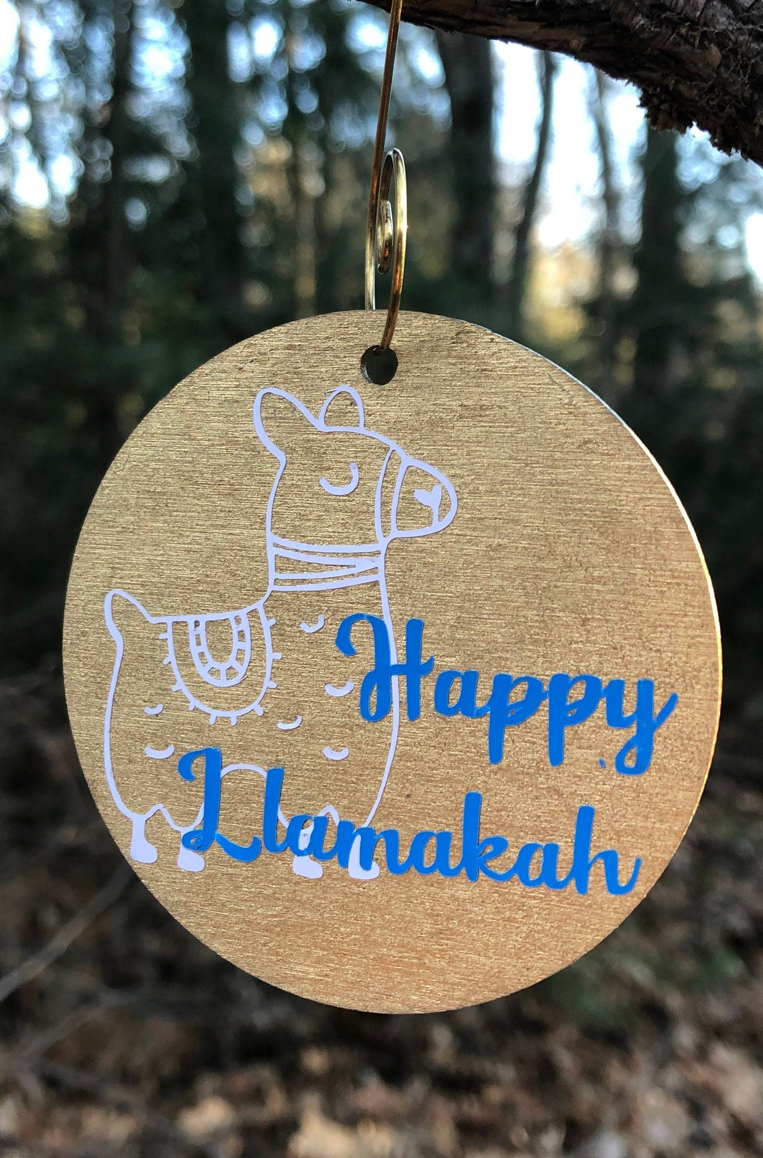 Happy Llamakah wooden llama ornament with acrylic beads and wire | Judaica Square Lakewood (view 5)