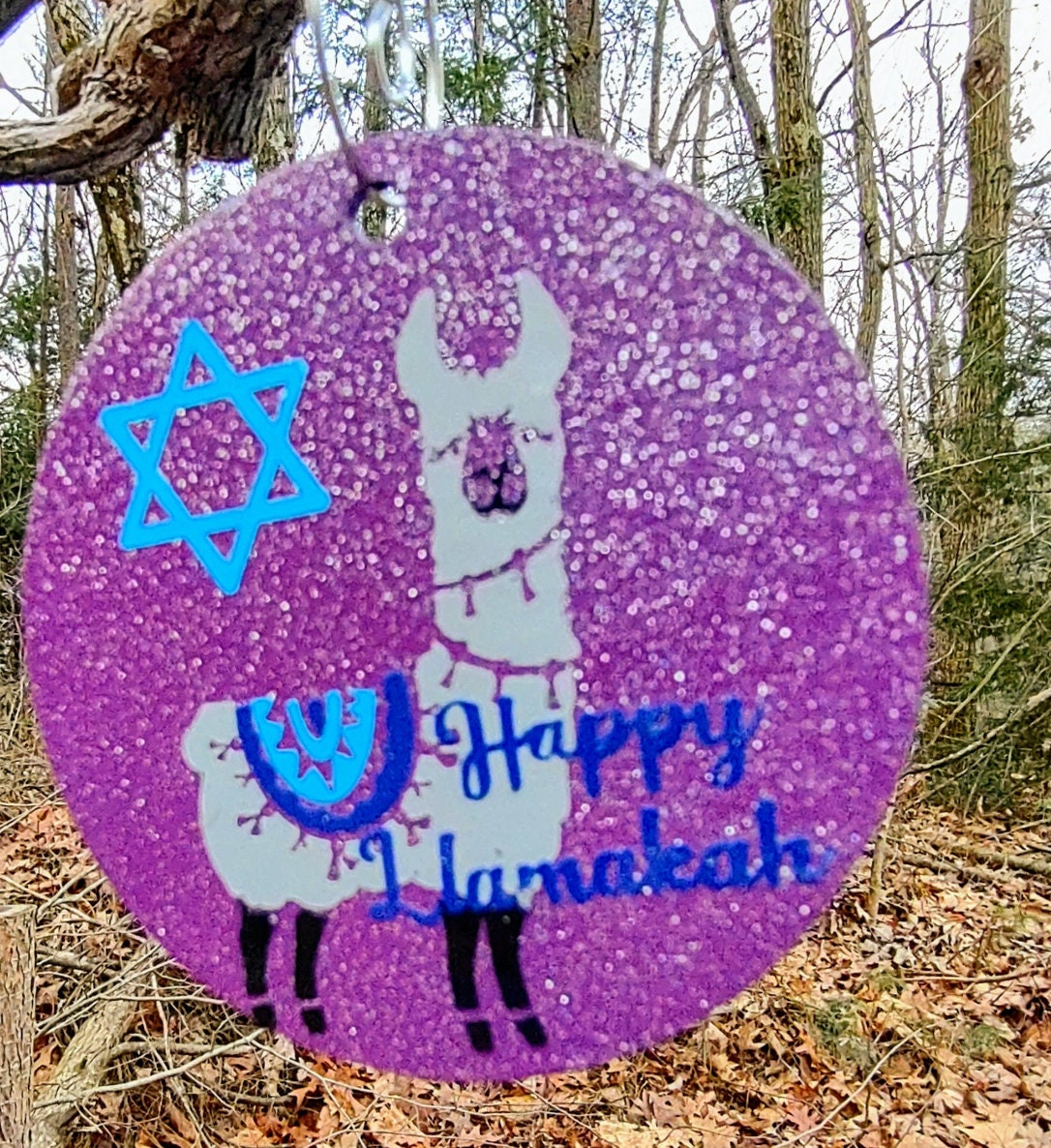 Happy Llamakah wooden llama ornament with acrylic beads and wire | Judaica Square Lakewood (view 6)