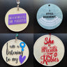 Feminist ornament reading Nevertheless She Persisted in painted wood | Judaica Square Lakewood
