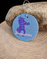 Rainbow Jewnicorn unicorn ornament painted on wood with beads, view 5