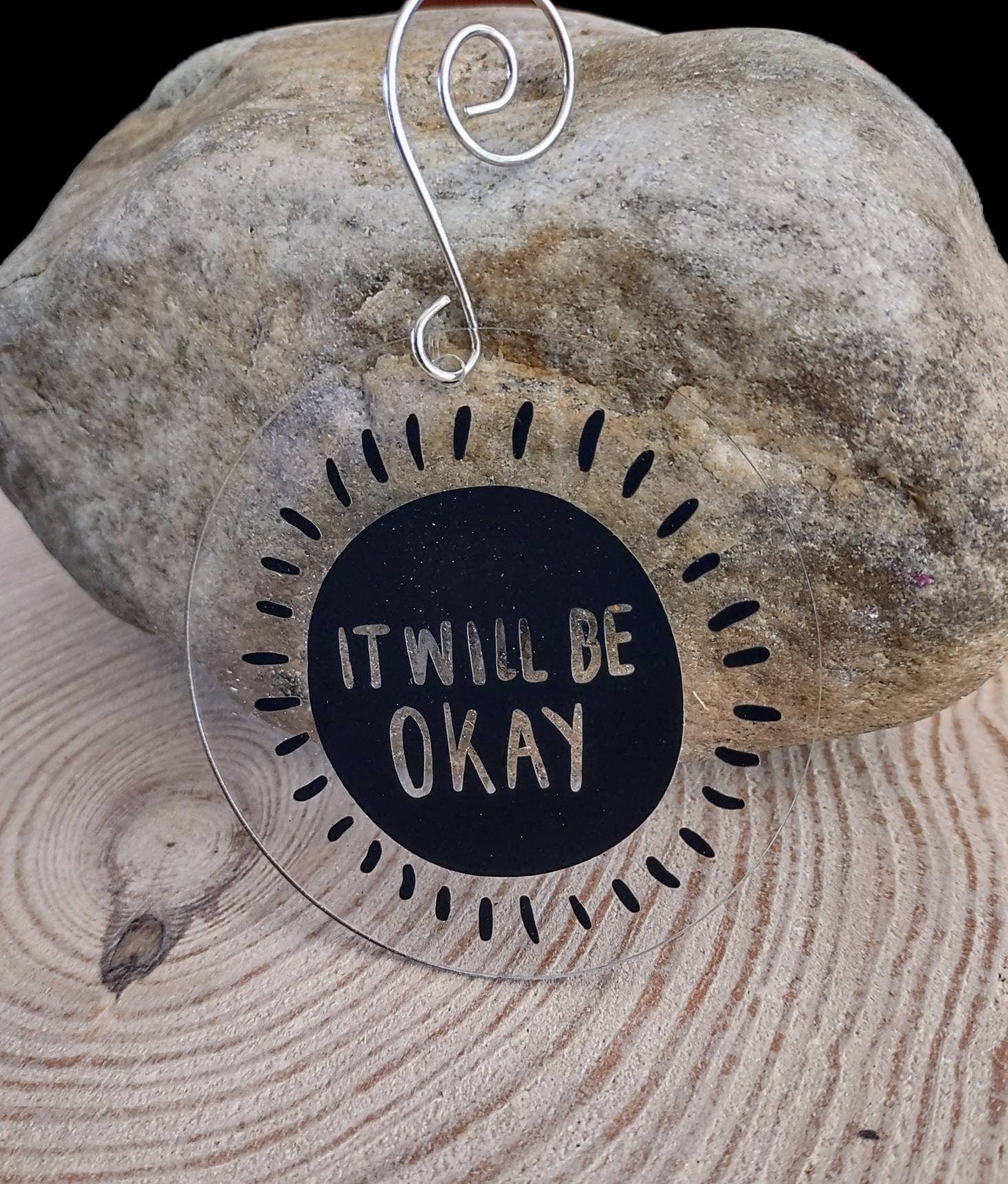Clear acrylic ornaments lettered with encouraging vinyl sayings | Judaica Square Lakewood (view 4)