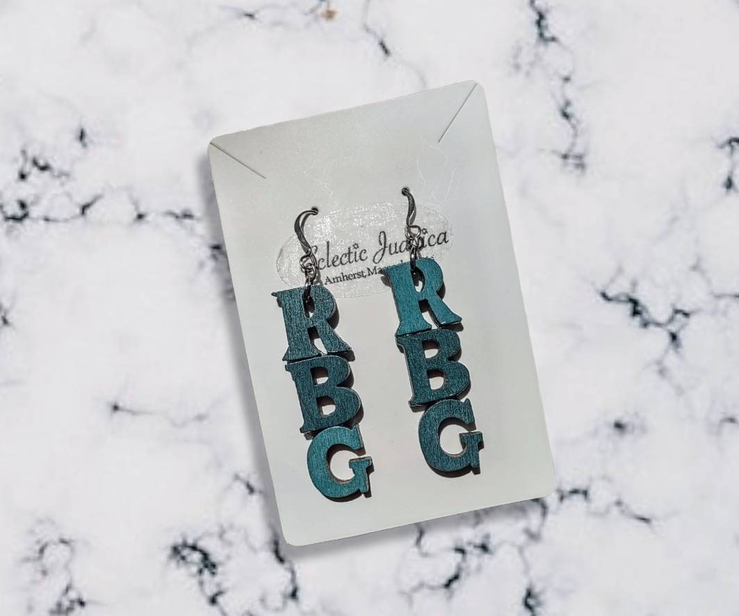 RBG Earrings — letter earrings honoring Ruth Bader Ginsburg | Judaica Square Lakewood (view 4)