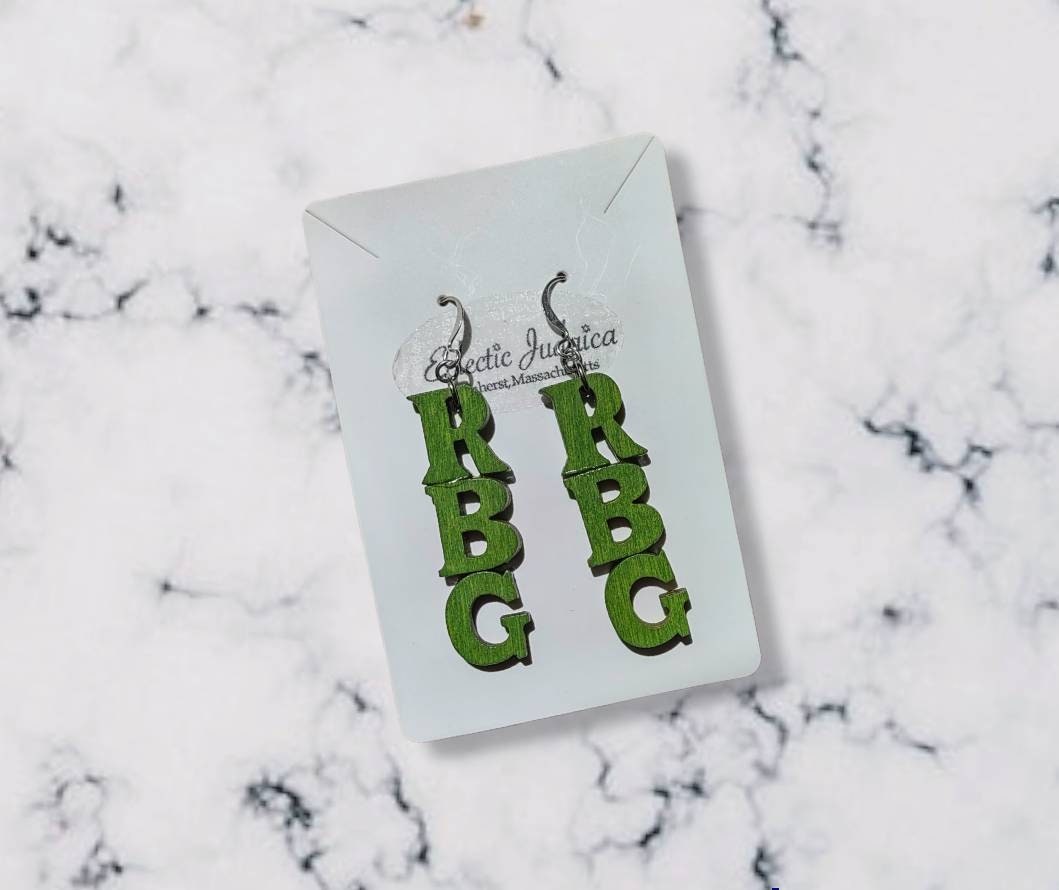 RBG Earrings — letter earrings honoring Ruth Bader Ginsburg | Judaica Square Lakewood (view 5)