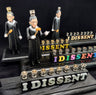 RBG I Dissent menorah — Ruth Bader Ginsburg figure in sparkly collar with letter tiles | Judaica Square Lakewood