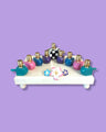 Jewel Tone Menorah — checkered painted dreidels with tropical flowers | Judaica Square Lakewood