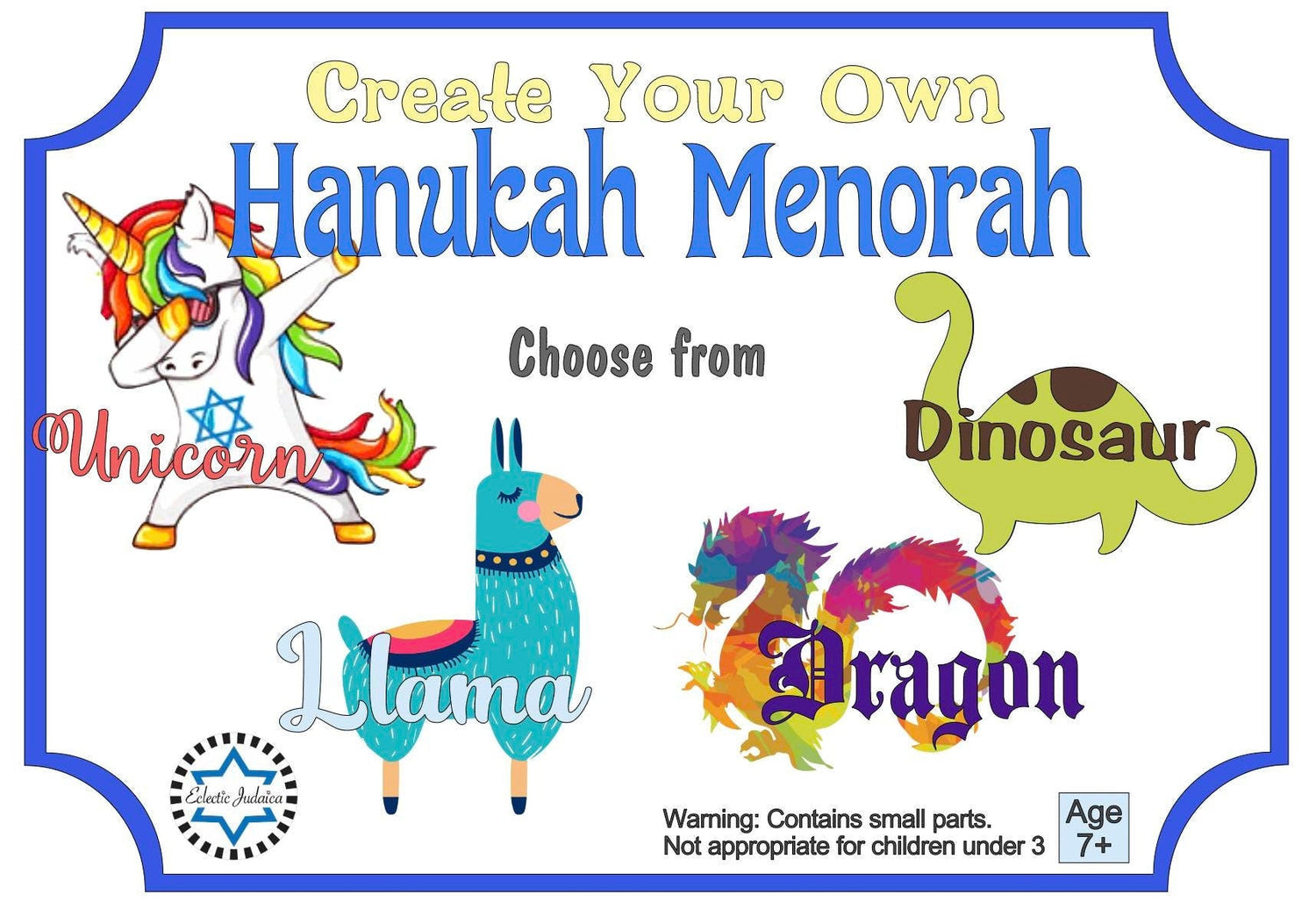 Dragon menorah craft kit — wooden Dragonorah menorah parts with paint and instructions | Judaica Square Lakewood (view 2)
