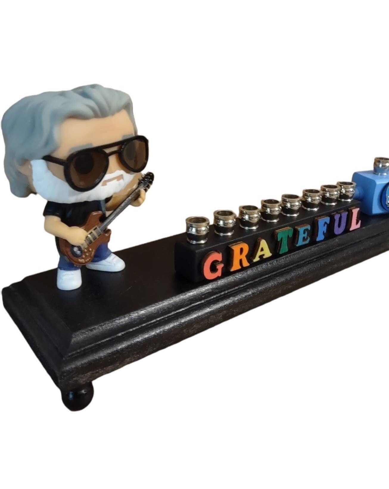 Grateful Dead Collector Menorah — rare band figure with nickel cups and wood letters | Judaica Square Lakewood (view 3)