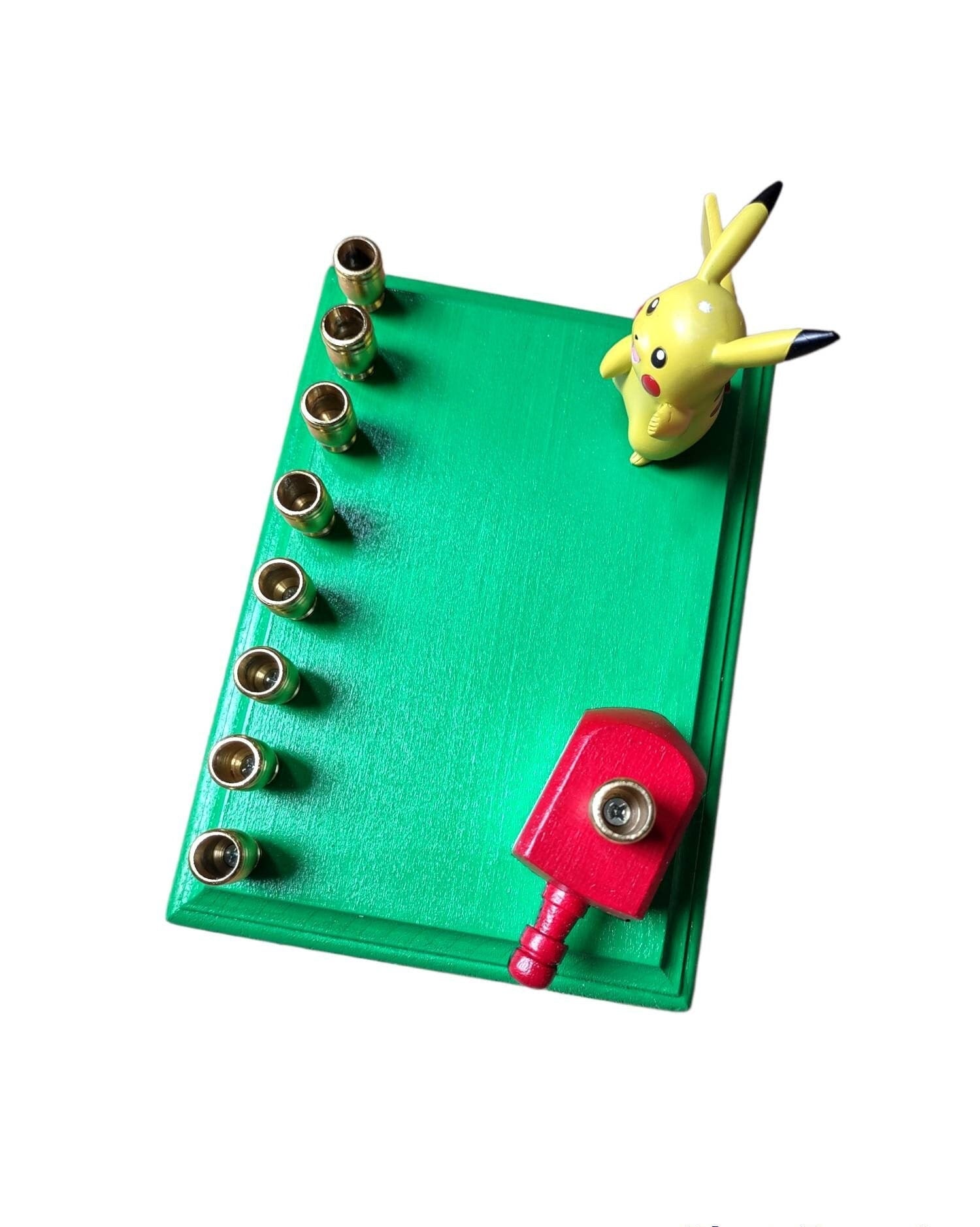 Pikachu Pokemon menorah — licensed resin figure with gold aluminum candle cups | Judaica Square Lakewood (view 5)