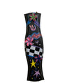 Hand-painted mezuzah case — wooden case painted with checks, flowers and stars | Judaica Square Lakewood