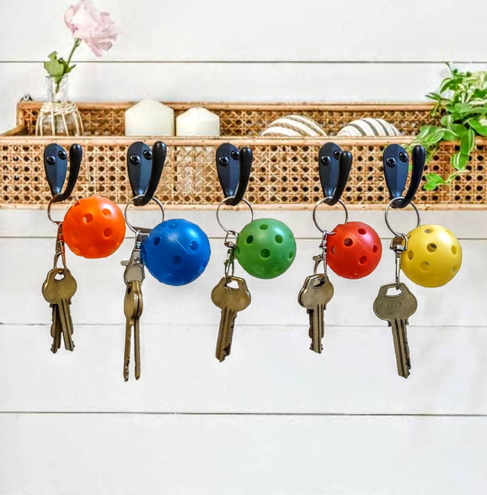 Pickleball keychain — cut pickleball in six colors on key rings | Judaica Square Lakewood