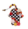 Checkerboard hamsa — wood wall hanging with silicone flowers and beads | Judaica Square Lakewood
