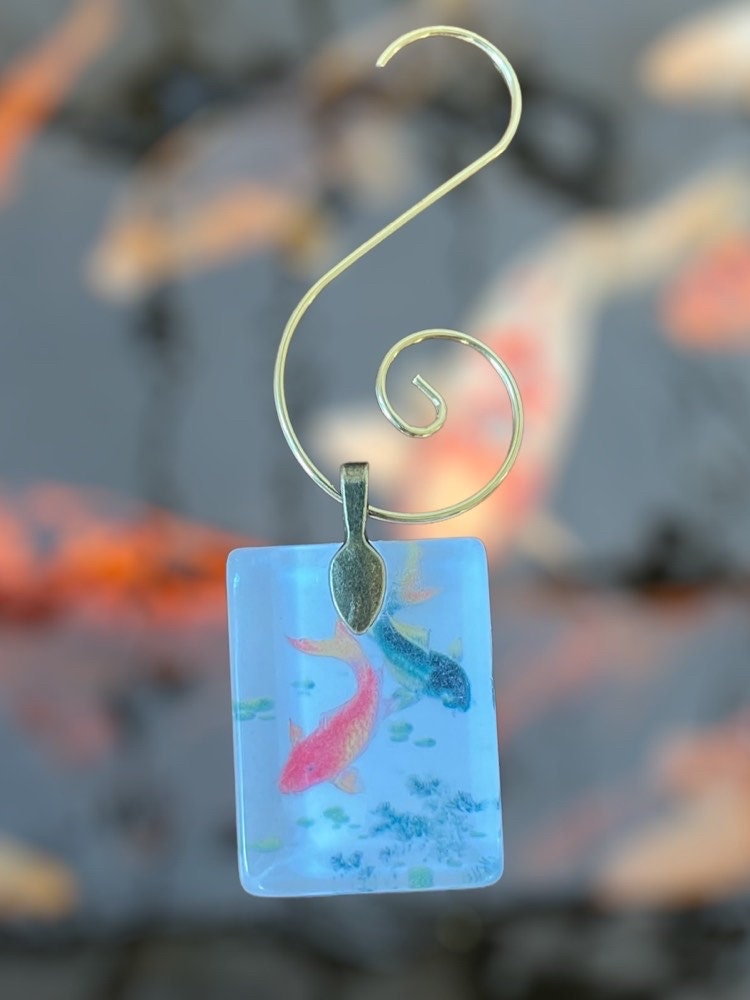 Vintage bamboo mahjong tile ornament on a metal hook with beads | Judaica Square Lakewood (view 4)