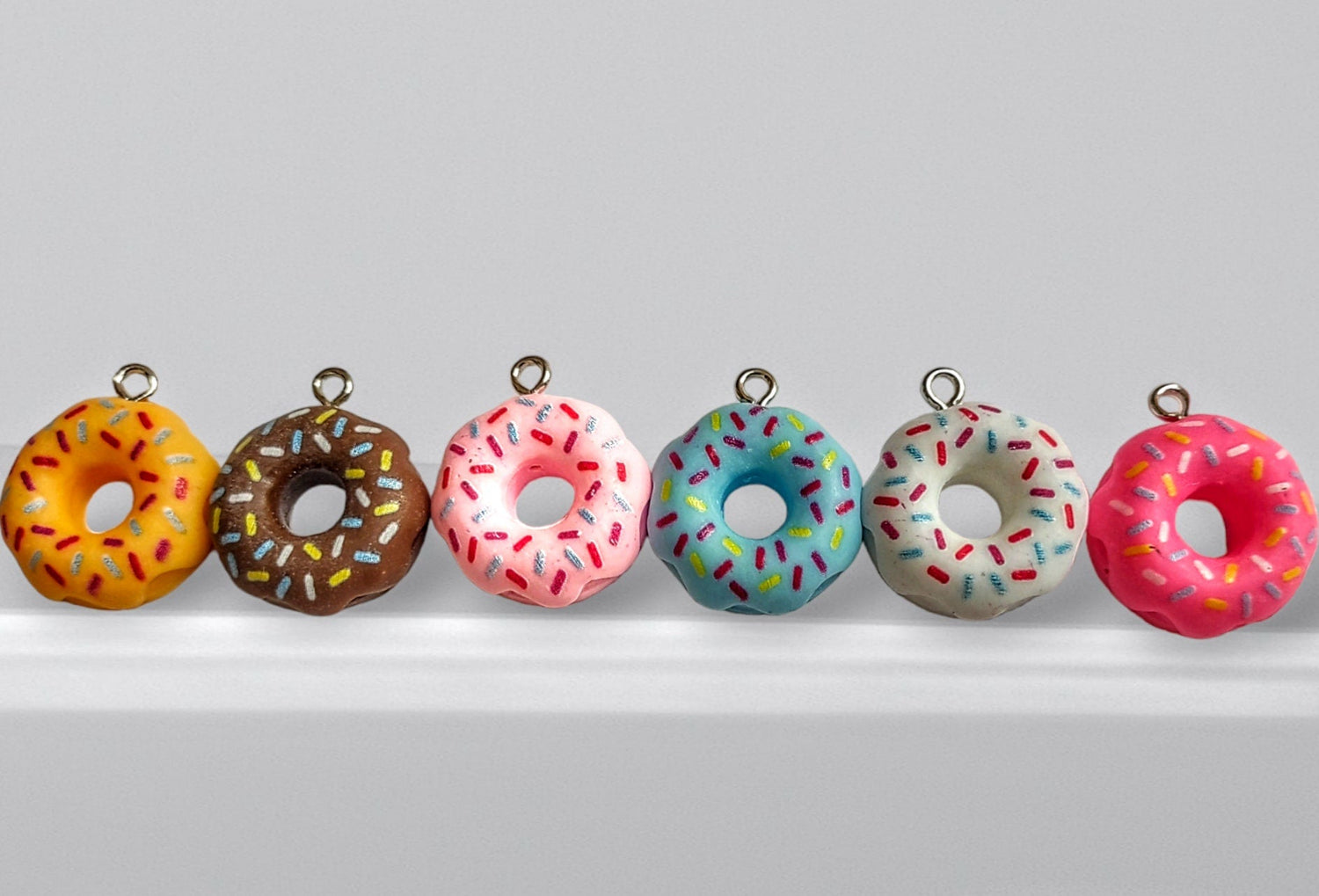 Sprinkle Donut Earrings — frosted donuts with rainbow sprinkles | Judaica Square Lakewood (view 2)