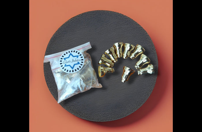 Menorah drip cups — nine small nickel and brass wax guard cups | Judaica Square Lakewood