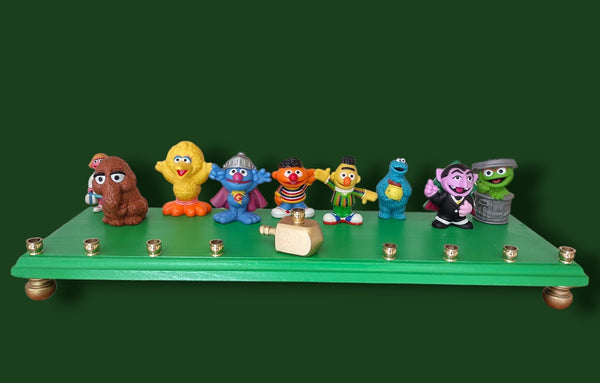 Sesame Street Menorah — Elmo, Bert, Ernie and friends with wooden dreidel shamash | Judaica Square Lakewood