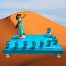Princess Jasmine menorah — Aladdin figure on glittered plaque with dreidel shamash | Judaica Square Lakewood