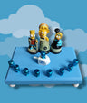 Simpsons kids menorah — Bart, Lisa and Maggie chess figures with blue aluminum cups | Judaica Square Lakewood