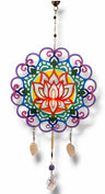 Lotus Mandala Suncatcher — painted spinning mandala with beaded tail | Judaica Square Lakewood