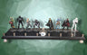 Star Wars Menorah — Mandalorian action figures with nickel cups on wood plaque | Judaica Square Lakewood