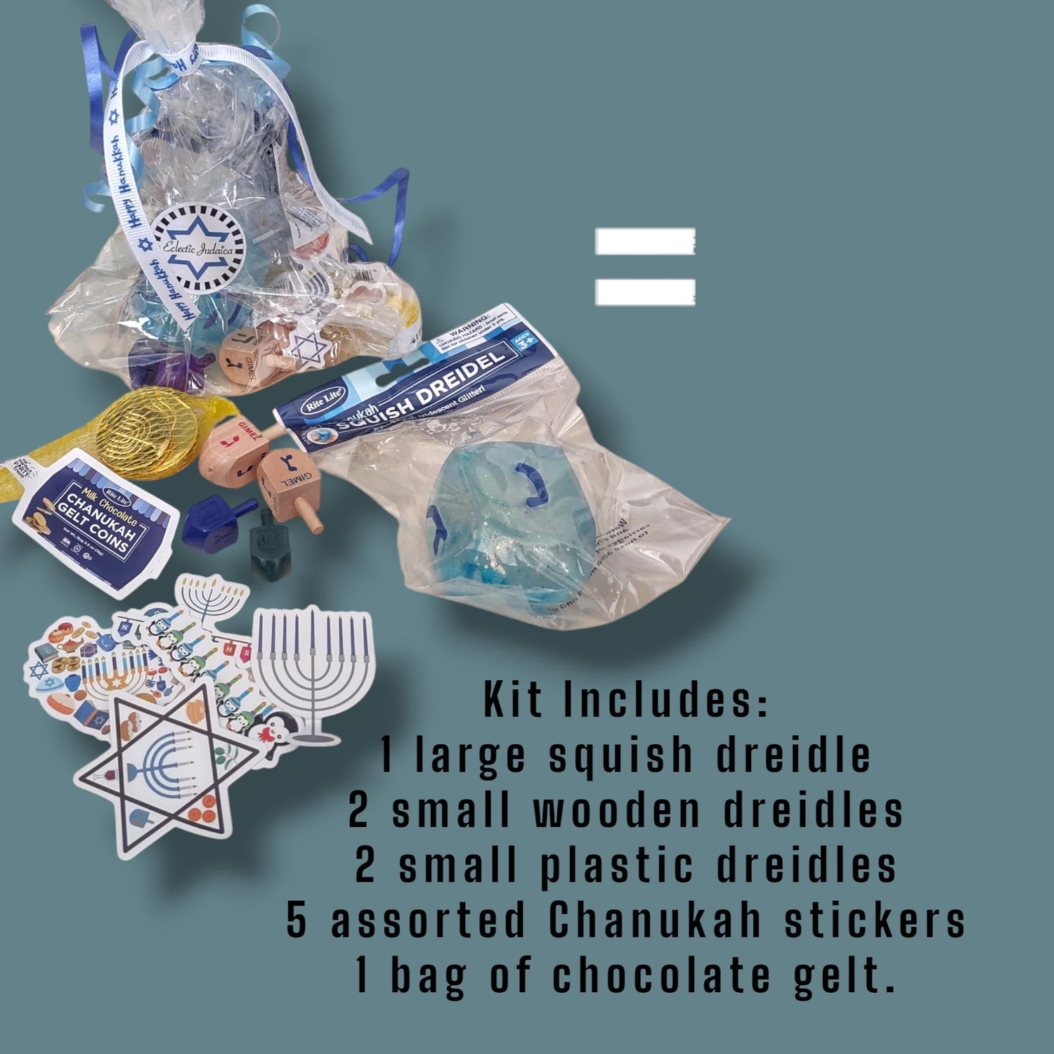 Dreidel Craft Kit — wooden dreidels, paints, brushes and stickers | Judaica Square Lakewood (view 2)