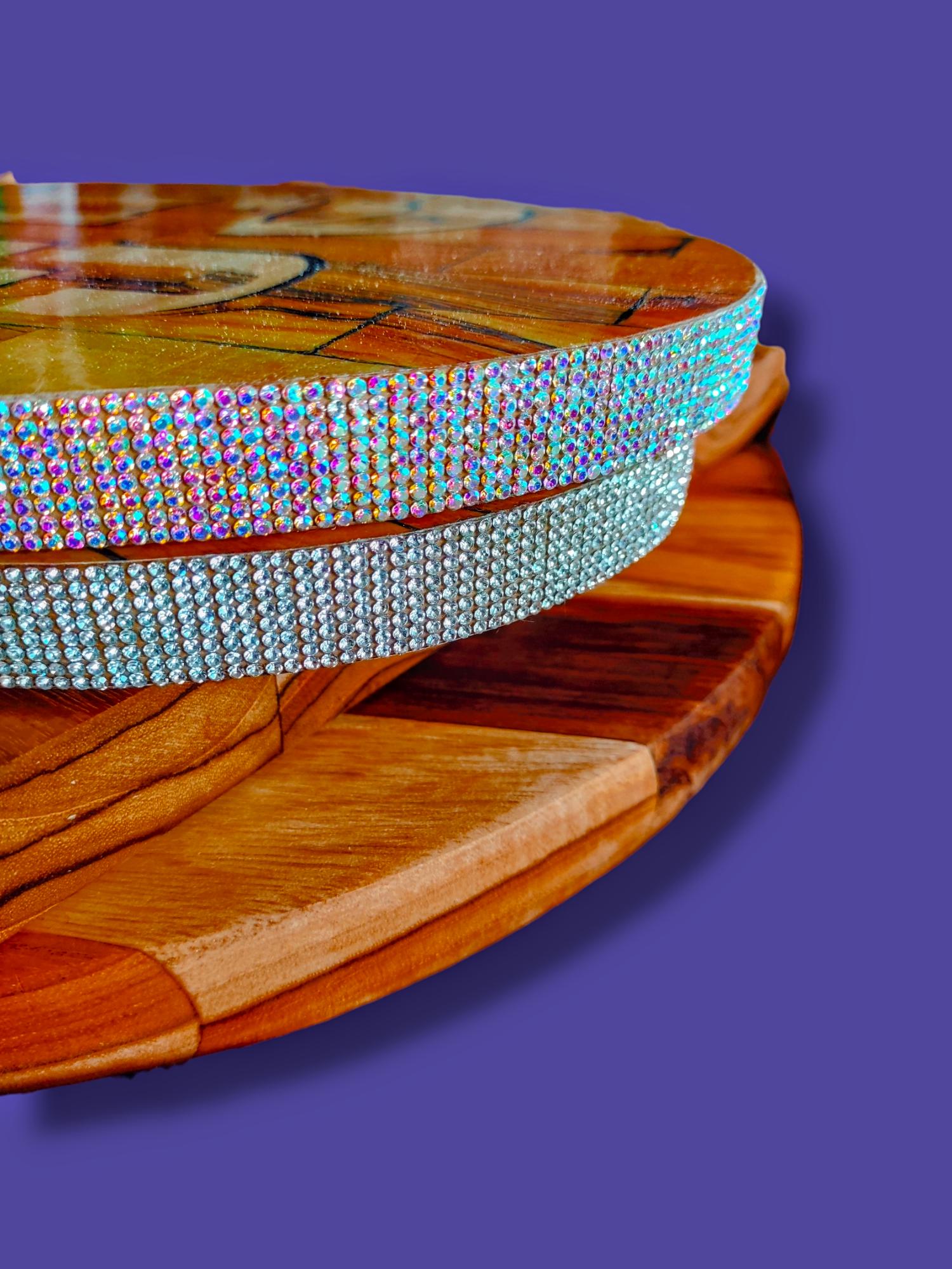 Bling challah board — sparkling tray with Shabbat Kodesh Hebrew lettering | Judaica Square Lakewood (view 5)