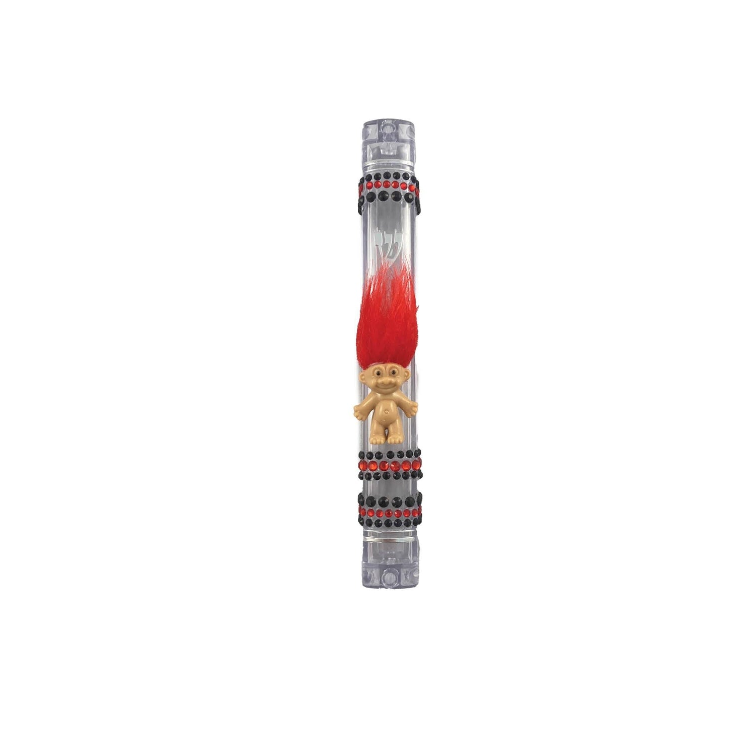 Vintage trolls mezuzah case — acrylic frame with troll dolls | Judaica Square Lakewood (view 5)
