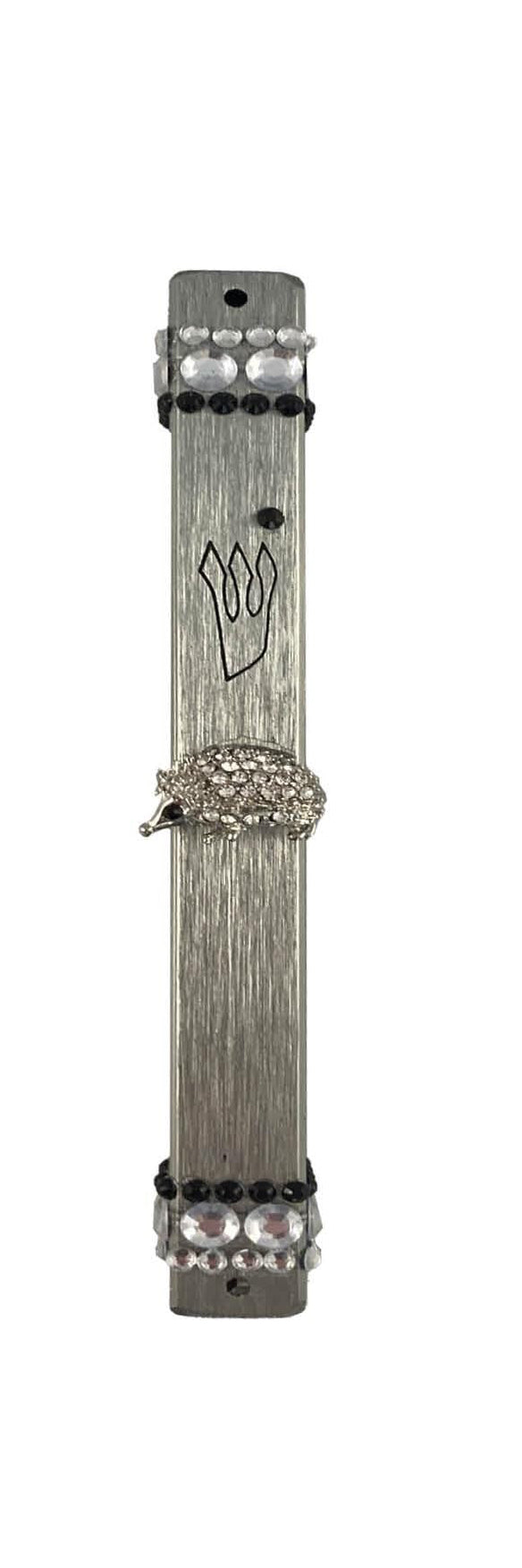Animal bling mezuzah cases — dachshund, panda, cat and hedgehog jewelry on acrylic cases | Judaica Square Lakewood (view 3)