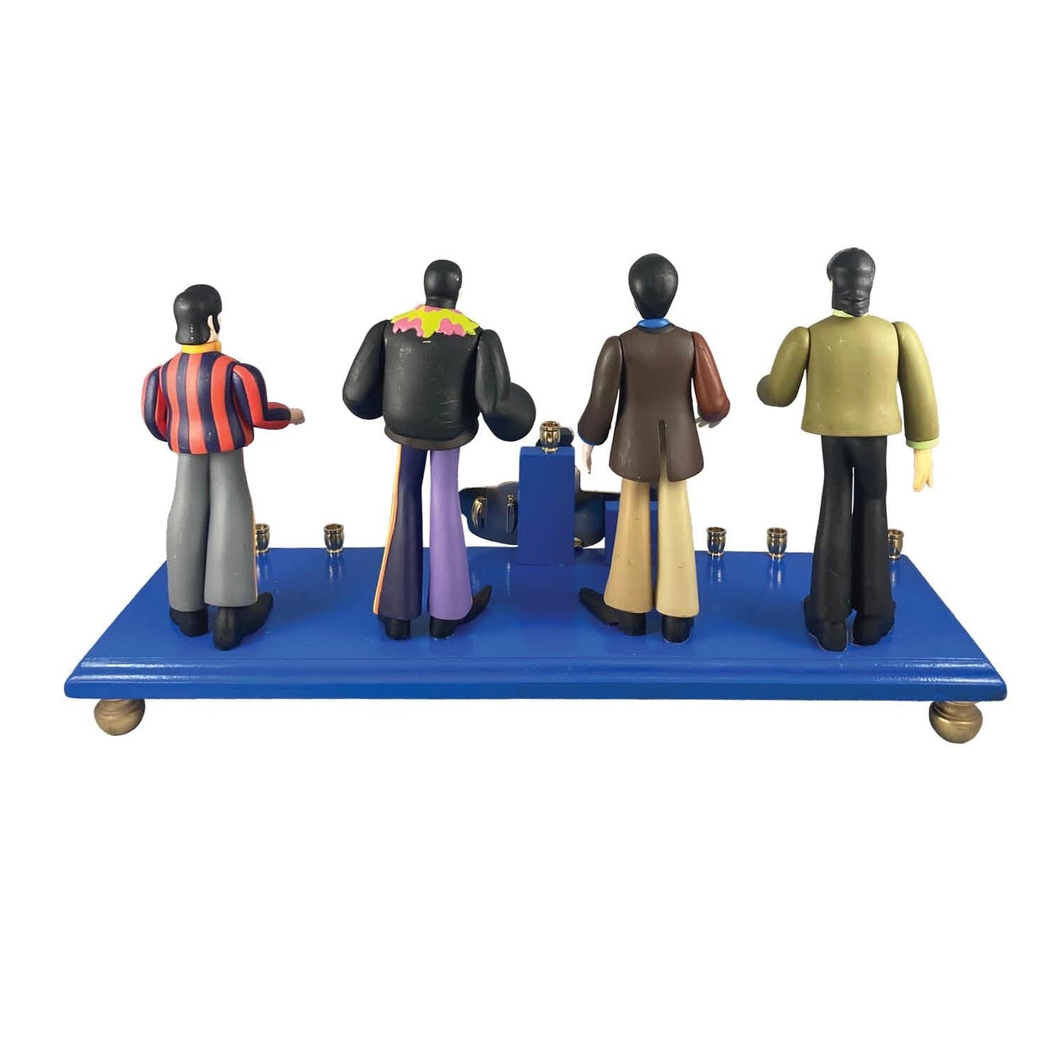 Collector Beatles menorah — four vintage band figures with enamel yellow submarine | Judaica Square Lakewood (view 4)