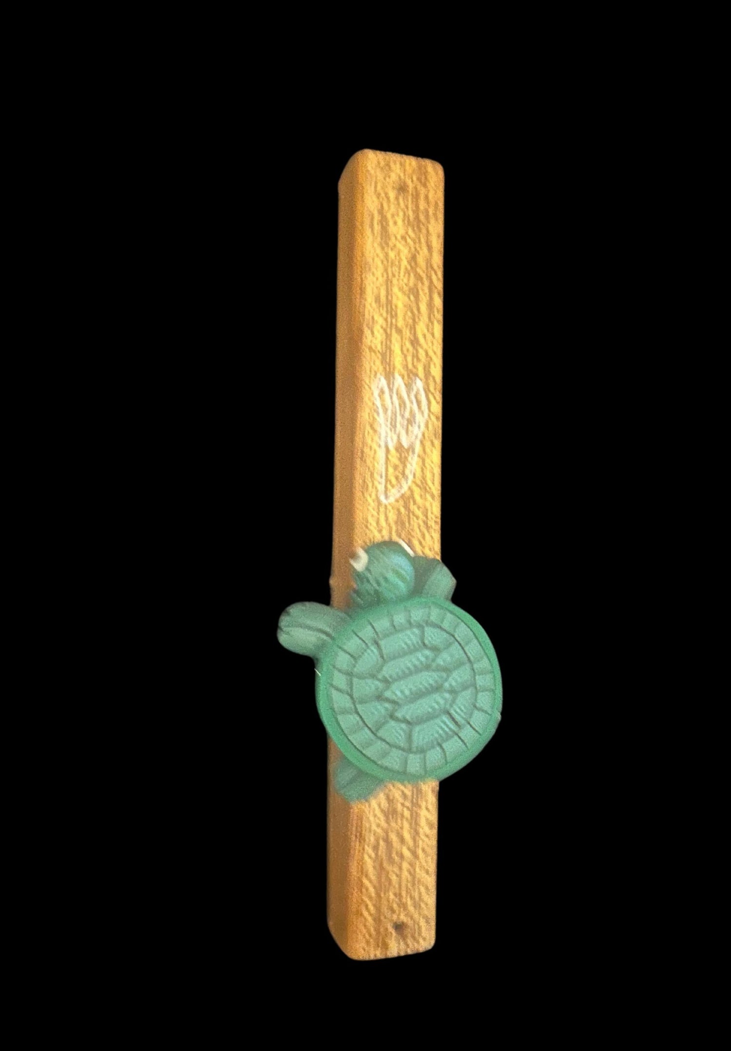 Turtle mezuzah case — wood case with polymer clay turtle | Judaica Square Lakewood (view 3)