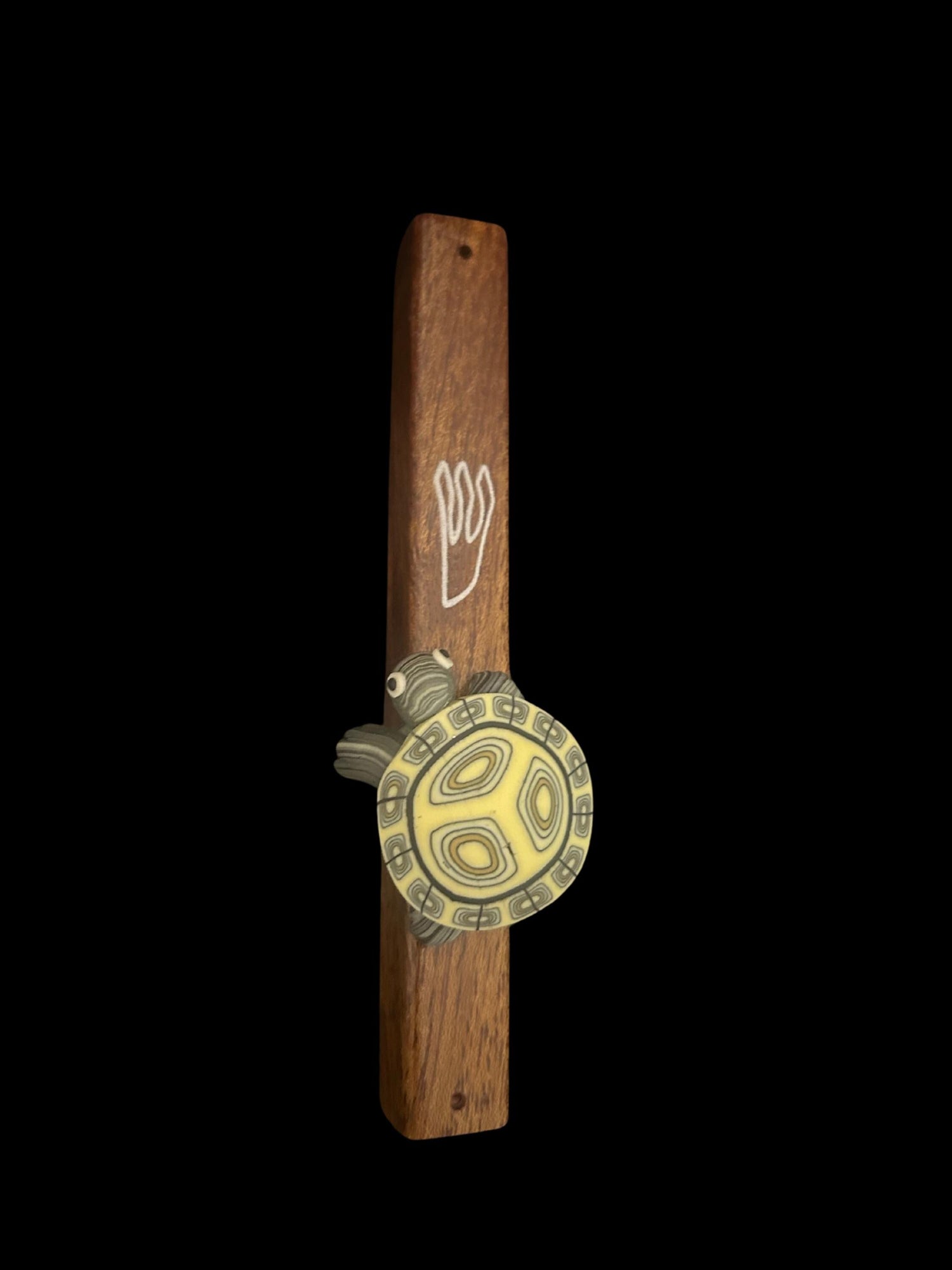 Turtle mezuzah case — wood case with polymer clay turtle | Judaica Square Lakewood (view 4)