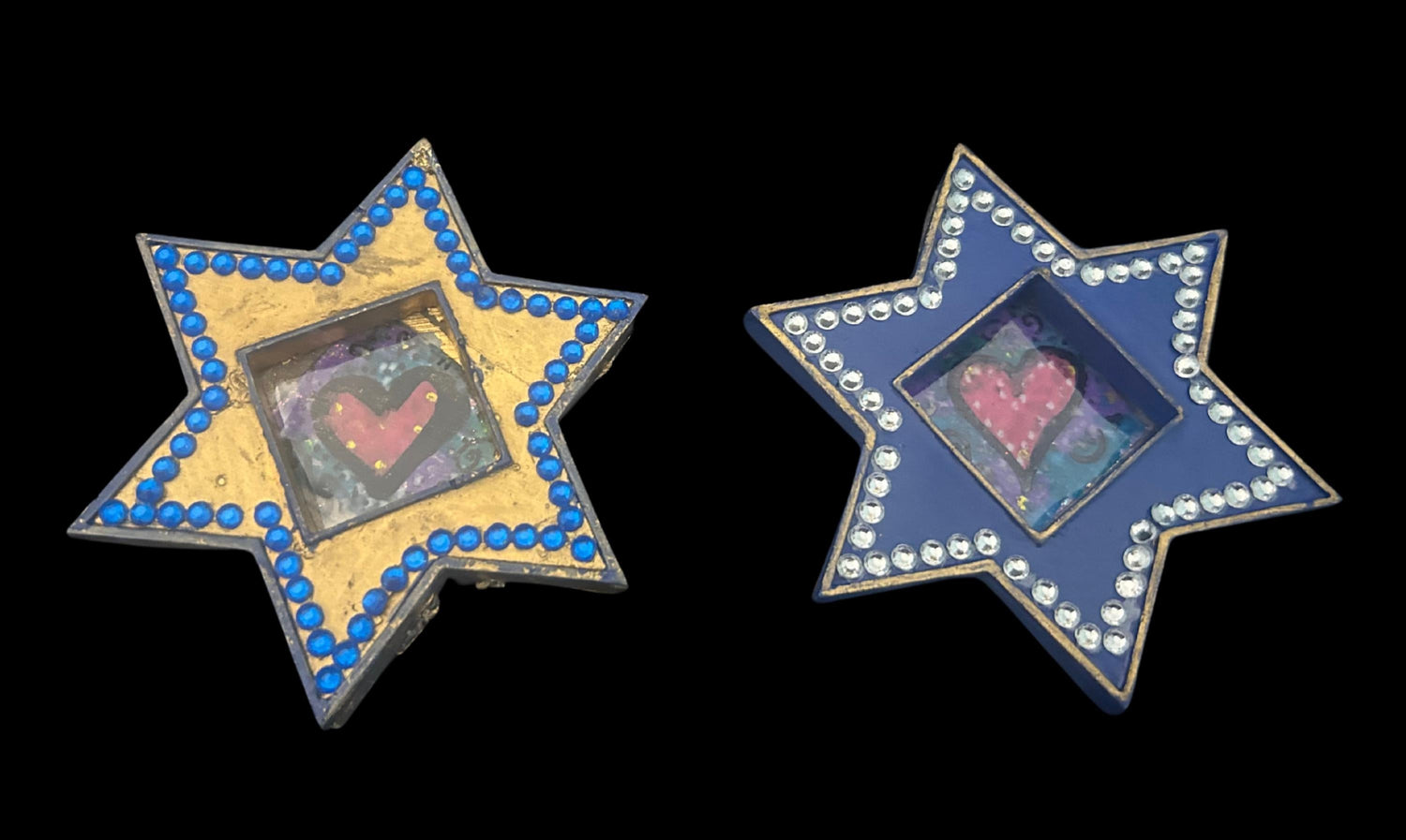 Star of David magnets — pair of painted hearts with rhinestones | Judaica Square Lakewood (view 5)