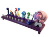 Inside Out 2 Menorah — colorful emotion figures along a long wood plaque | Judaica Square Lakewood