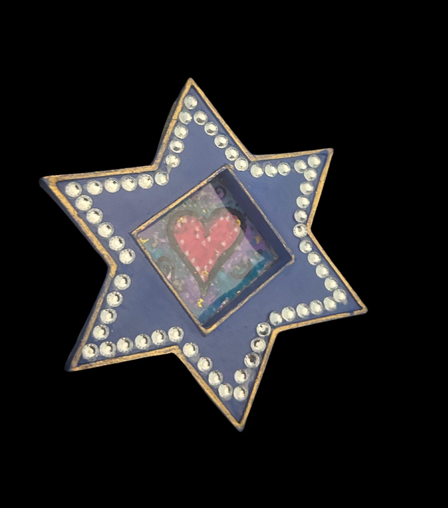 Star of David magnets — pair of painted hearts with rhinestones | Judaica Square Lakewood (view 3)