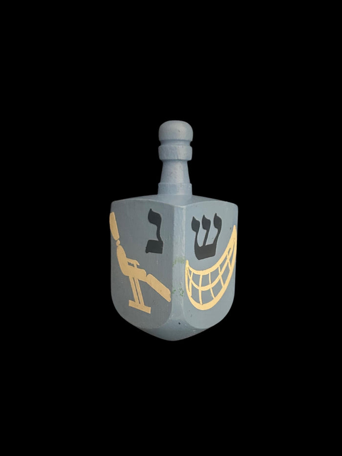Dentist Dreidel — tooth-motif hand-painted wooden spinning top | Judaica Square Lakewood