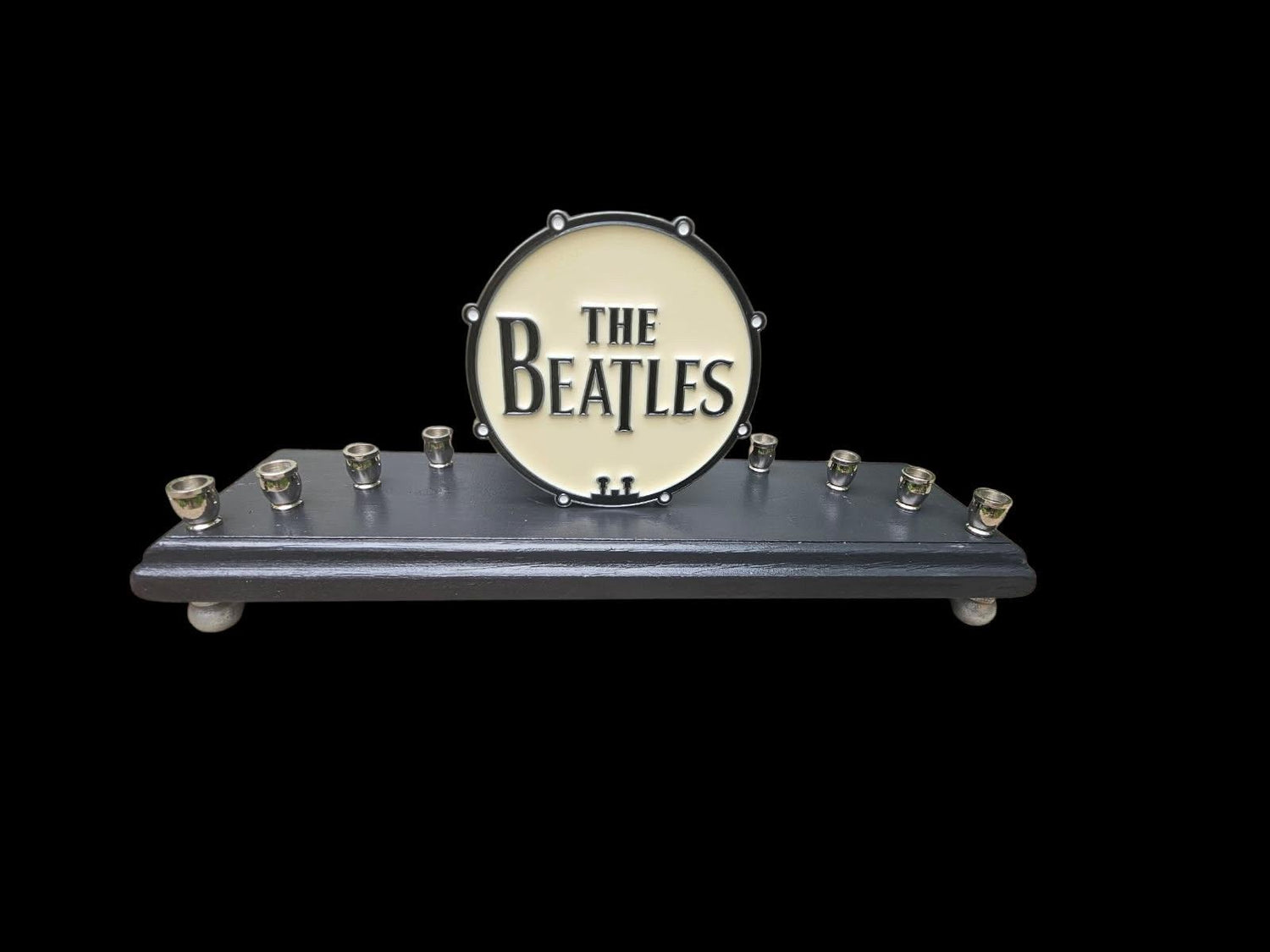Beatles menorah — yellow submarine bottle opener magnet on painted wood base | Judaica Square Lakewood (view 5)
