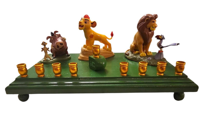 Lion King Menorah — Simba and Mufasa figures with gold candle cups | Judaica Square Lakewood