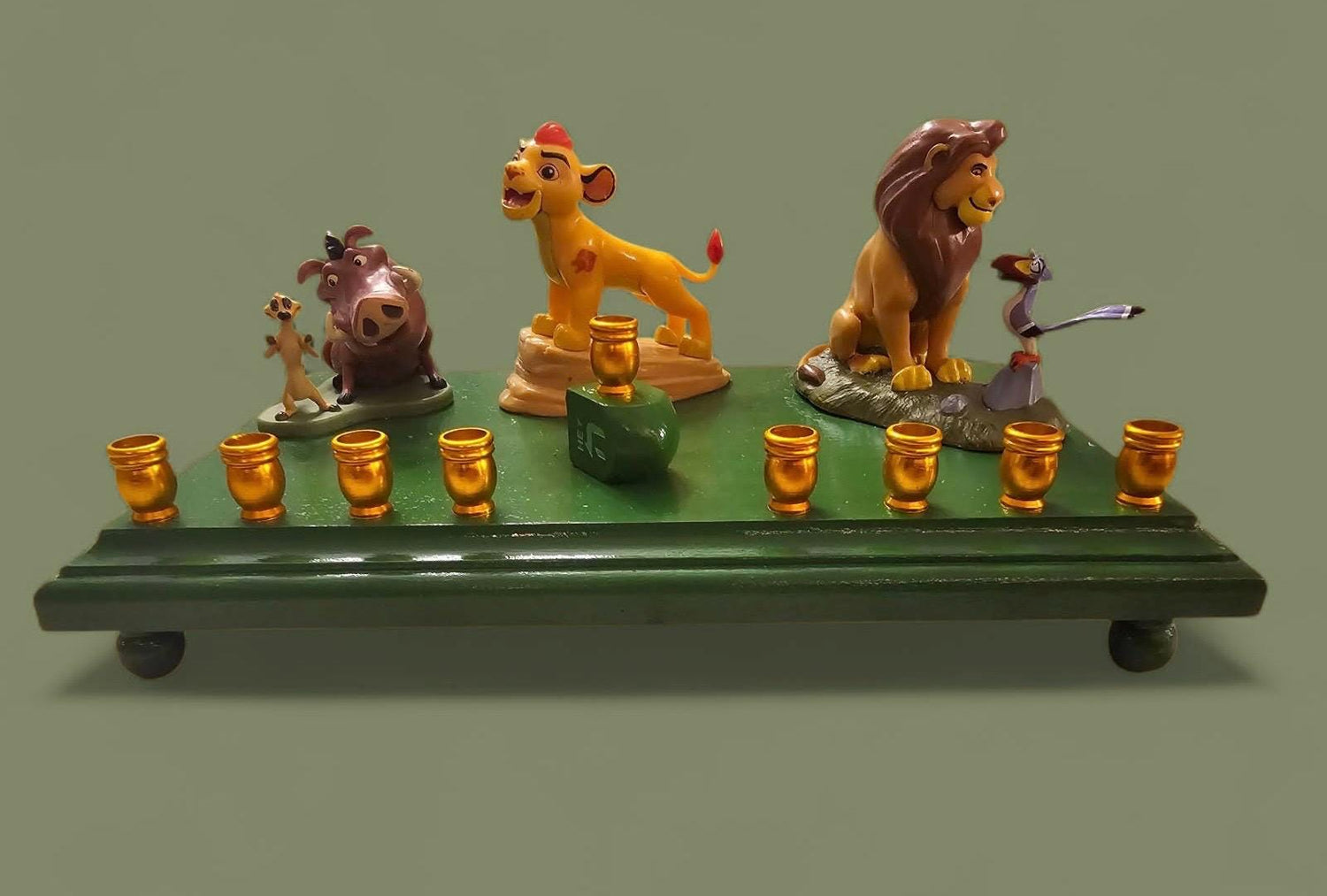 Lion King Menorah — Simba and Mufasa figures with gold candle cups | Judaica Square Lakewood (view 3)