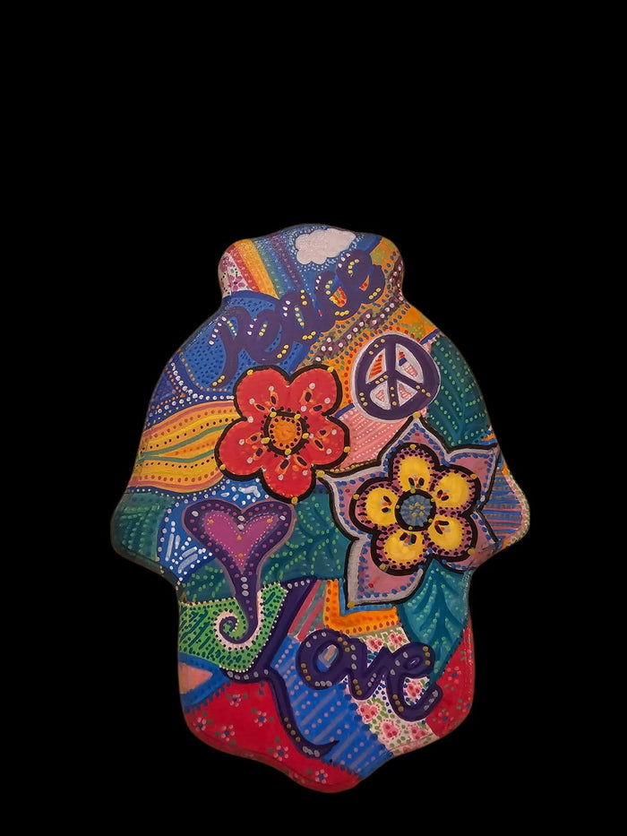 Peace and Jewish star hamsas — two painted MDF designs to choose | Judaica Square Lakewood