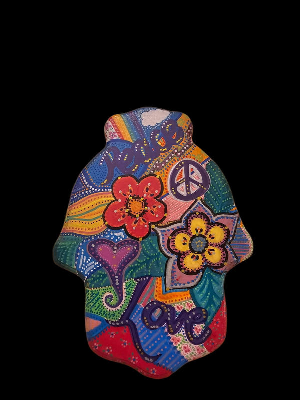 Peace and Jewish star hamsas — two painted MDF designs to choose | Judaica Square Lakewood