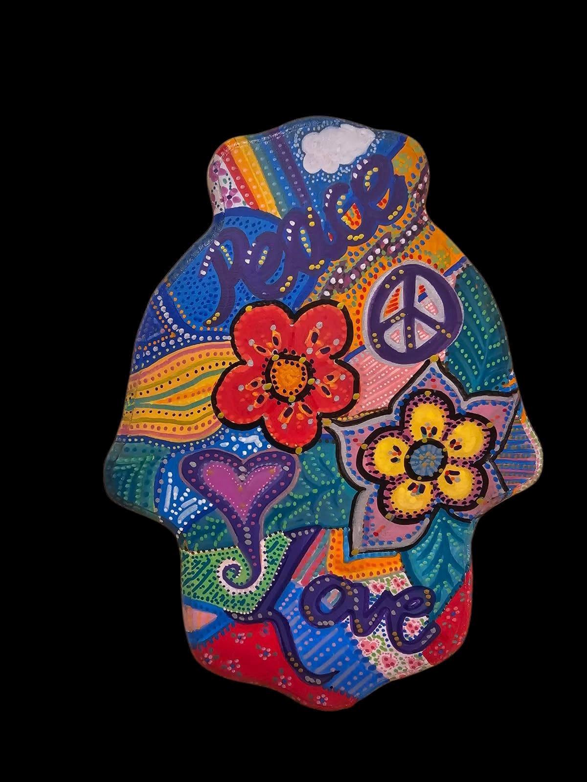 Peace and Jewish star hamsas — two painted MDF designs to choose | Judaica Square Lakewood (view 2)