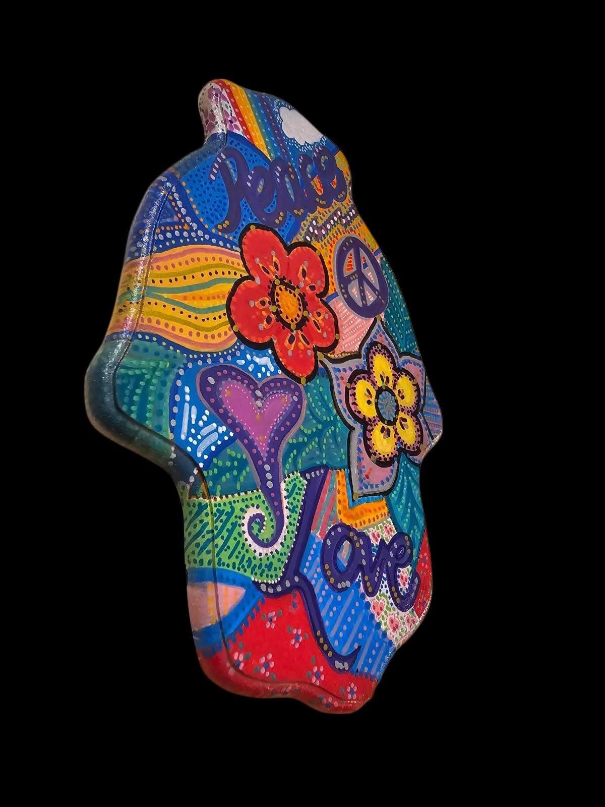 Peace and Jewish star hamsas — two painted MDF designs to choose | Judaica Square Lakewood (view 3)