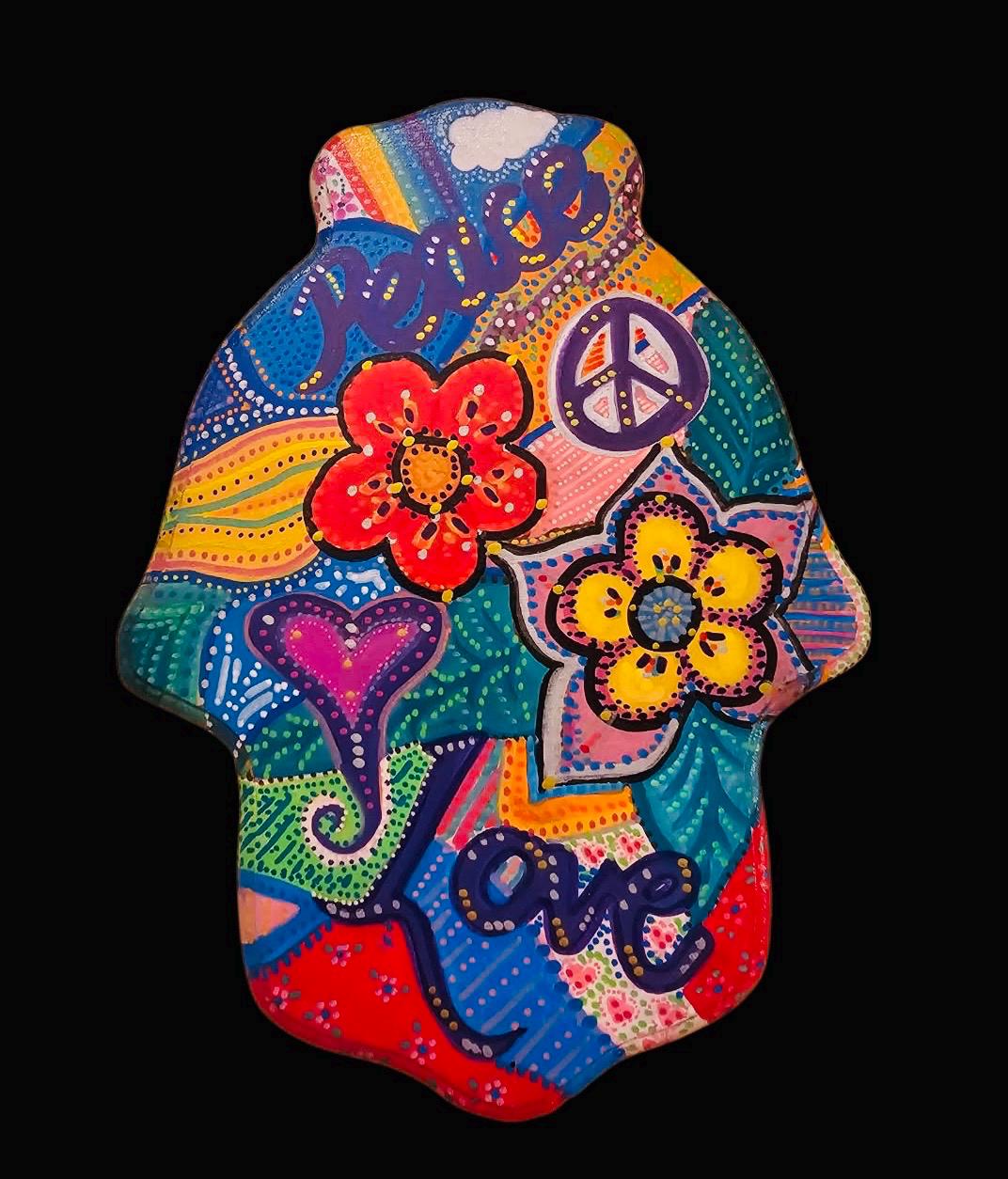 Peace and Jewish star hamsas — two painted MDF designs to choose | Judaica Square Lakewood (view 5)
